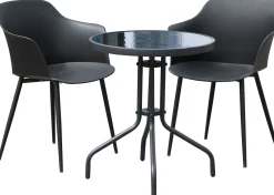 Bistro pyöreä parvekepöytä 60 cm lasikannella