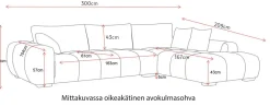Dumbo avokulmasohva, eri värejä
