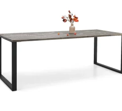 Edna ruokapöytä 140 x 90 cm harmaa, mustat metallijalat