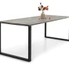 Edna ruokapöytä 220 x 90 cm harmaa, mustat metallijalat