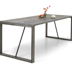 Edna ruokapöytä 220 x 90 cm harmaa, puujalat