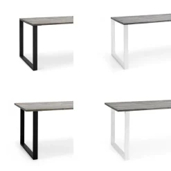 Edna ruokapöytä 220 x 90 cm harmaa, valkoiset metallijalat