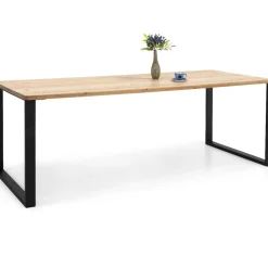 Edna ruokapöytä 180 x 90 cm ruskea, mustat metallijalat