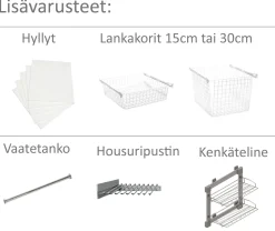 Hiipakka Eazy-komero 50 x 208 cm, muokattava