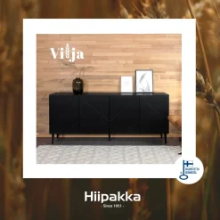 Hiipakka Vilja tv-taso 150cm ovilla+laatikoilla, musta