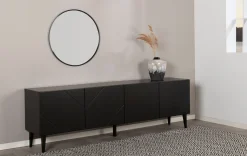 Hiipakka Vilja tv-taso 200cm ovilla, musta