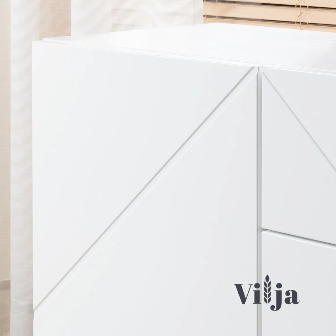 Hiipakka Vilja tv-taso 200cm ovilla, valkoinen