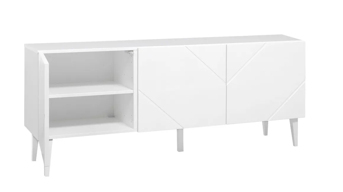 Hiipakka Vilja tv-taso 150cm ovilla, valkoinen