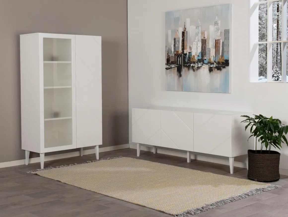 Hiipakka Vilja tv-taso 150cm ovilla, valkoinen