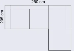 Mocca avokulmasohva 250cm, tummanharmaa