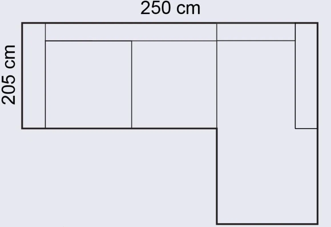 Mocca avokulmasohva 250cm, tummanharmaa