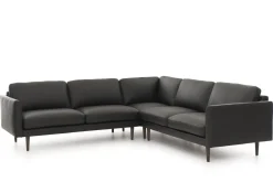 Neiser Lario kulmasohva 266x266cm, mustaa nahkaa