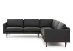 Neiser Lario kulmasohva 266x266cm, mustaa nahkaa