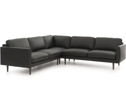 Neiser Lario kulmasohva 266x266cm, mustaa nahkaa
