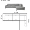 Plaza avokulmasohva 278cm, eri värejä