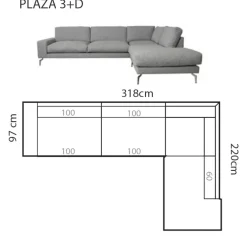 Plaza avokulmasohva 318cm, eri värejä