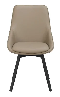 Rowico Alison ruokapöydän tuoli, beige nahka / mustat metallijalat