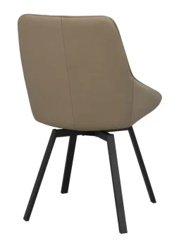 Rowico Alison ruokapöydän tuoli, beige nahka / mustat metallijalat