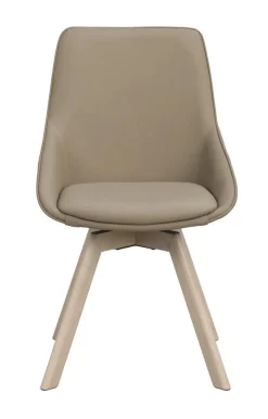 Rowico Alison ruokapöydän tuoli, beige nahka / valkopesty tammi