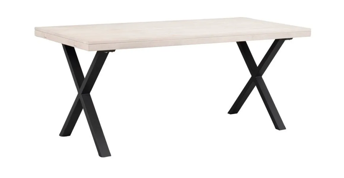 Rowico Brooklyn pöytä 95x170cm x-jalalla, valkopesty tammi/musta