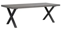 Rowico Brooklyn ruokapöytä 220x95cm, savutammi/musta X-jalat