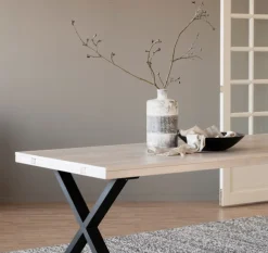 Rowico Brooklyn ruokapöytä 220x95cm, valk/musta X-jalat