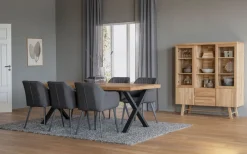 Rowico Brooklyn ruokapöytä 220x95, X-jalat, tammi/musta