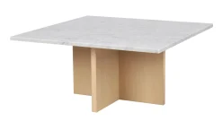 Rowico Brooksville kahvipöytä 90x90cm, vaalea marmori/valkopesty tammi