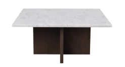Rowico Brooksville sohvapöytä 90x90cm, vaalea marmori/ruskea tammi