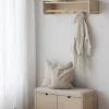 Rowico Hillmond-istuinpenkki 2-laatikolla, valkopesty tammi/beige