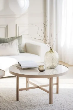 Rowico Marsden sohvapöytä 90cm, beige / valkopesty tammi
