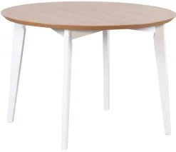 Touko ruokapöytä pyöreä 110cm, valkoinen/tammi