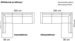 Unico Lakeus avokulmasohva, musta ekonahka