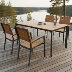 West terassipöytä harmaa + 4 Krabi tuolia
