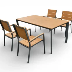 West terassipöytä harmaa + 4 Krabi tuolia
